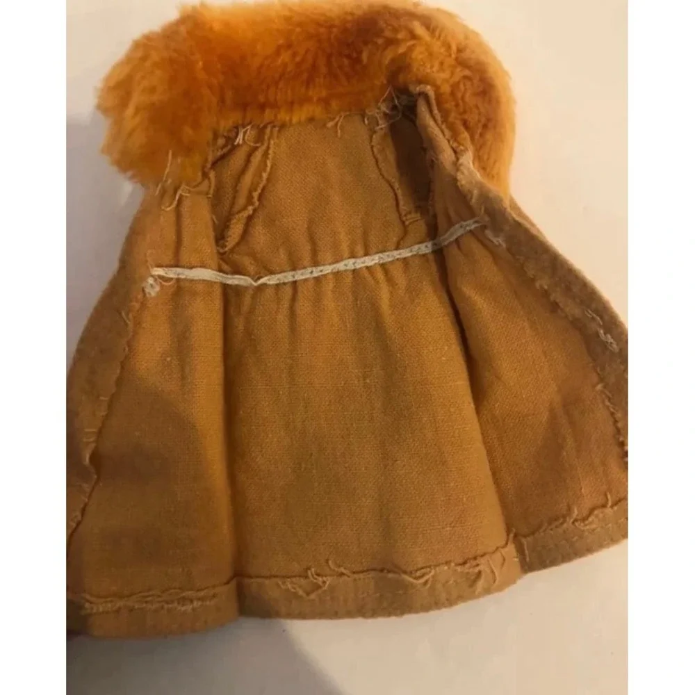 Vintage Barbie Doll Tan Coat‎ Fur Collar